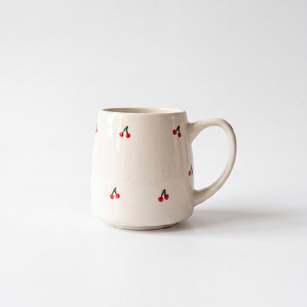 Everyday Mug ( Glossy Off-White with Red Cherries ) ( 550ml )