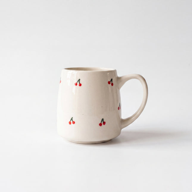Everyday Mug ( Glossy Off-White with Red Cherries ) ( 550ml )