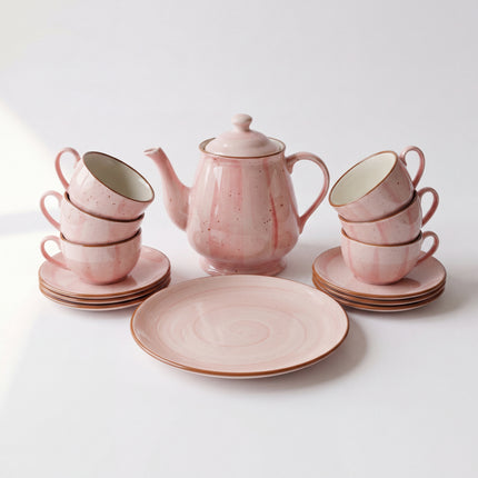 Tea Set - 15 Pieces - ( Pink Colorline )