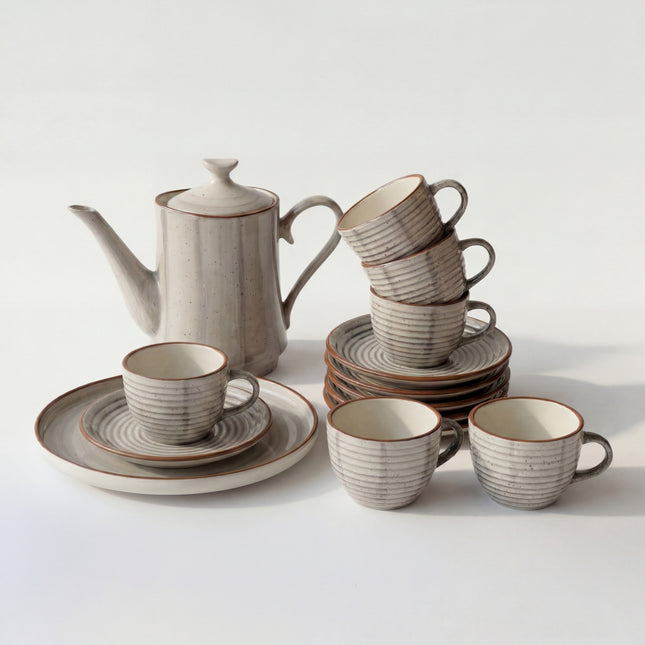 Tea Set - 15 Pieces - ( Ash ) ( Ripple )