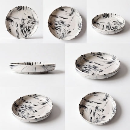 8 inch Deep Classic Plate ( Black Marble )