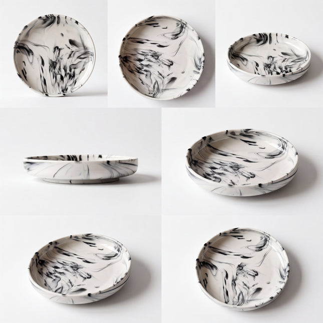 8 inch Deep Classic Plate ( Black Marble )