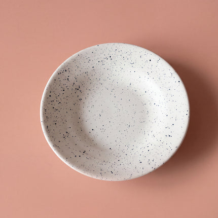 8 inch Deep Gravy Plate ( White Matte with Black Specks )