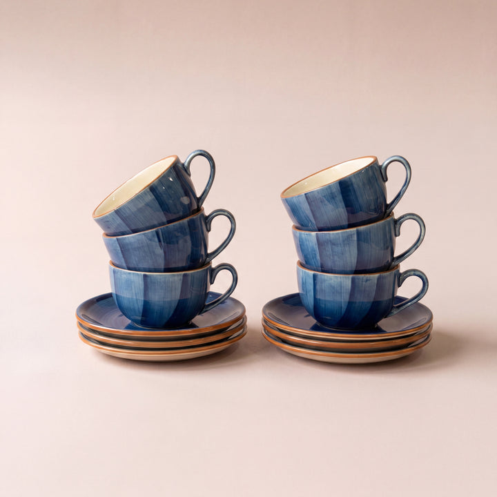 WM Cup Saucer Set ( Indigo ) 6 cups 6 saucers ( 220ml )