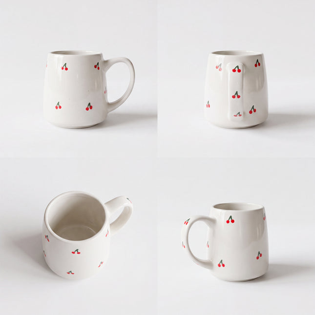 Everyday Mug ( Glossy Off-White with Red Cherries ) ( 550ml )