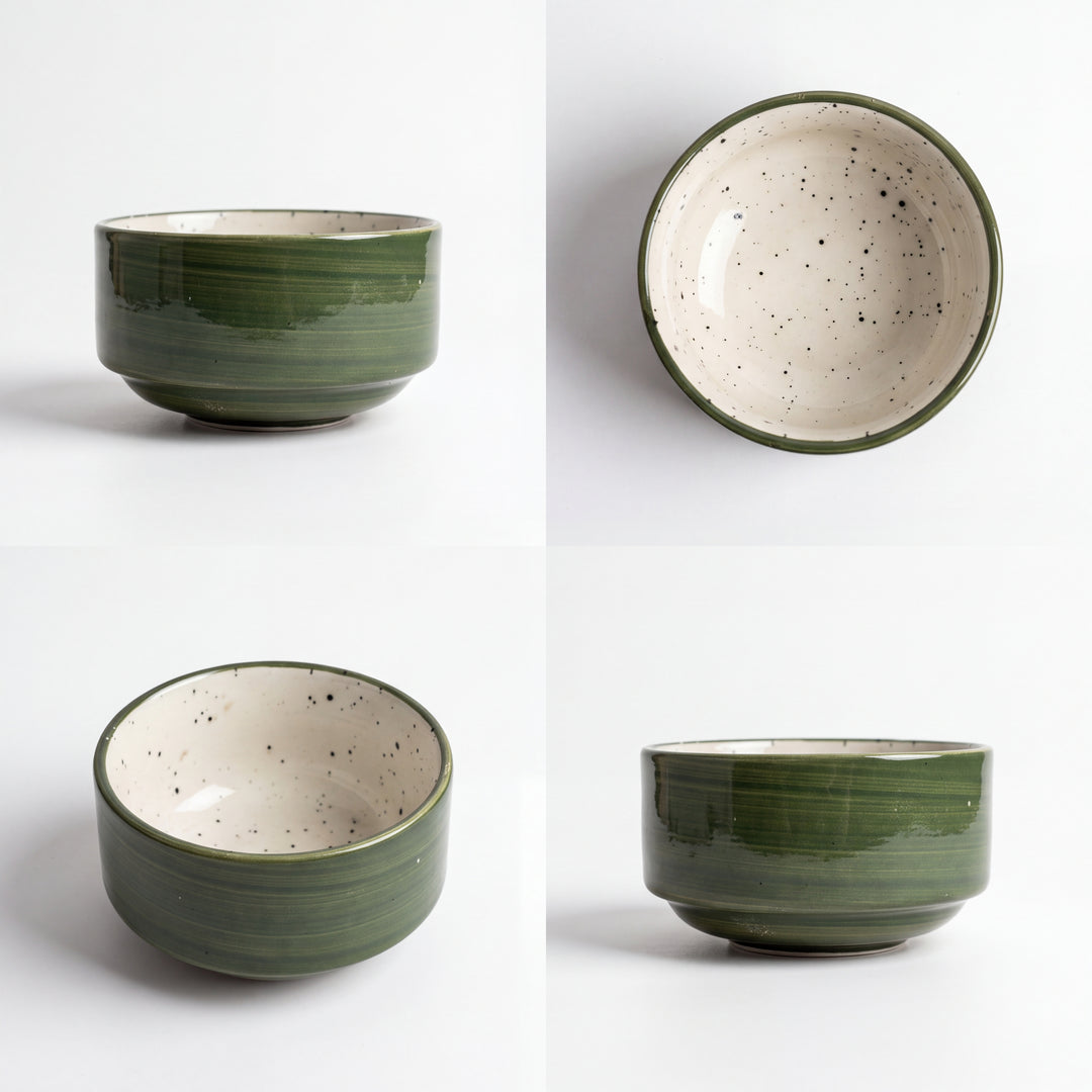 4 inch Soup Bowl ( Outer Dark Green Colorline )