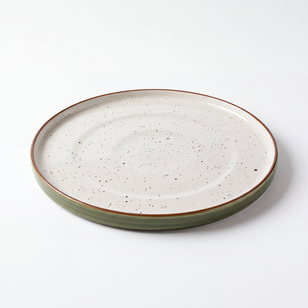 12 inch Classic Plate ( Outer Dark Green Colorline with brown rim and black specks )