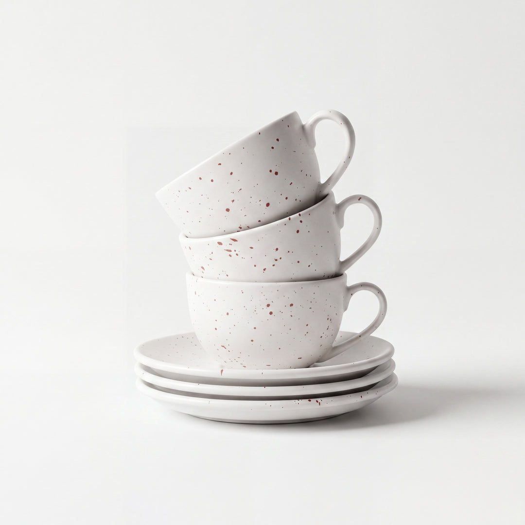 WM Cup Saucer Set ( Snow Cocoa ) 6 cups 6 saucers ( 220ml )