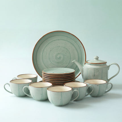 Tea Set - 15 Pieces - ( Teal Colorline )