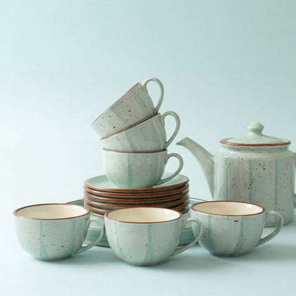 Tea Set - 15 Pieces - ( Teal Colorline )
