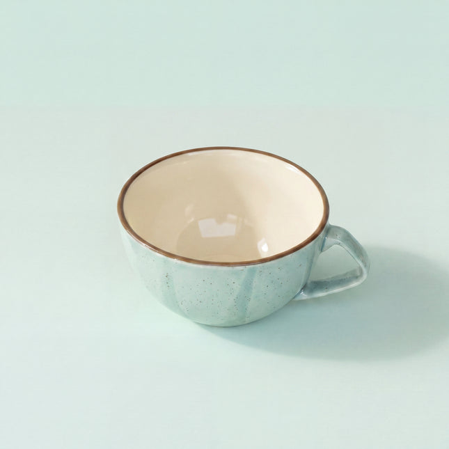 D Handle Coffee Cup ( Teal Colorline ) ( 270 ml )