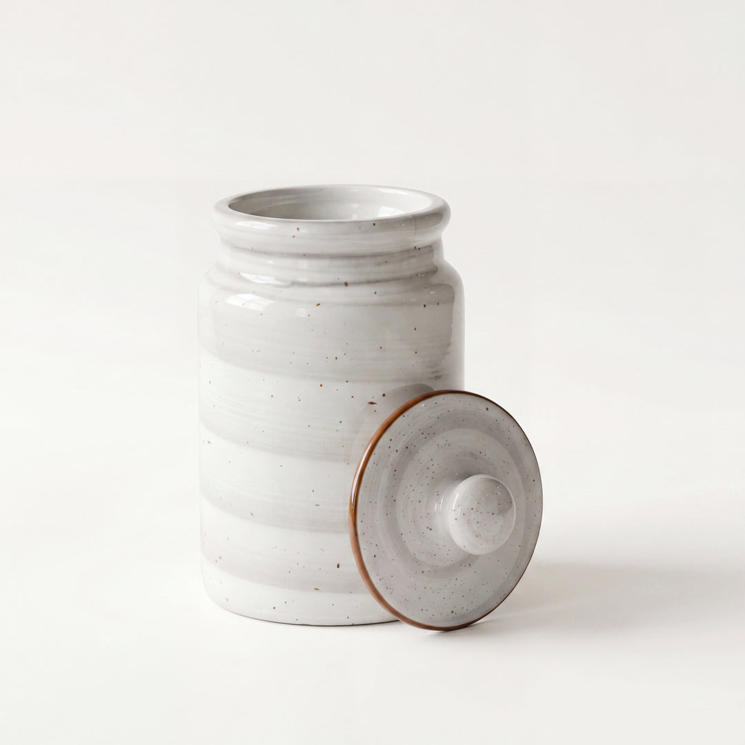 Medium Ceramic Candy Jar ( Ash ) ( 1000 ml ) ( NOT Airtight )