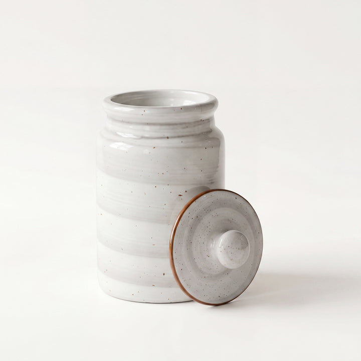 Medium Ceramic Candy Jar ( Ash ) ( 1000 ml ) ( NOT Airtight )