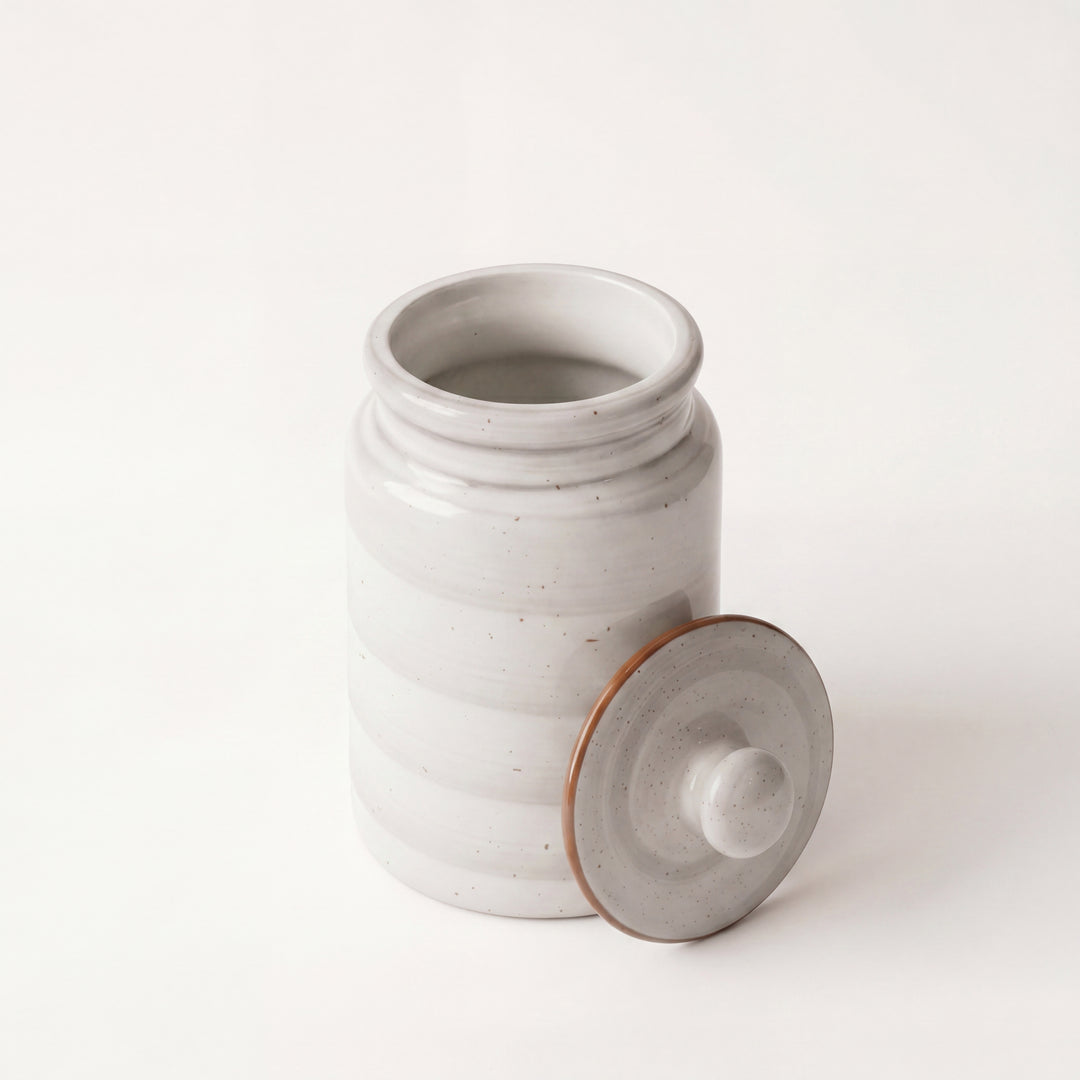 Medium Ceramic Candy Jar ( Ash ) ( 1000 ml ) ( NOT Airtight )
