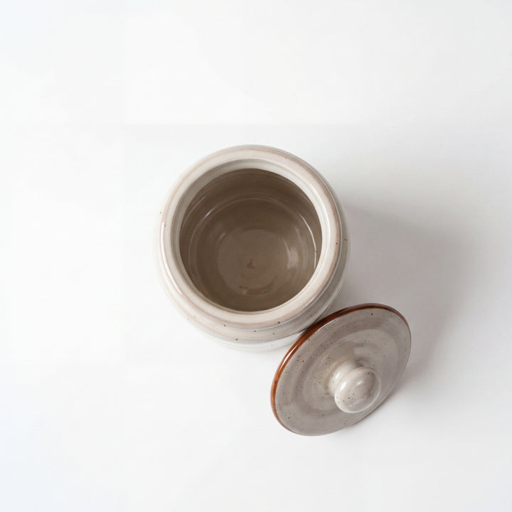 Medium Ceramic Candy Jar ( Ash ) ( 1000 ml ) ( NOT Airtight )