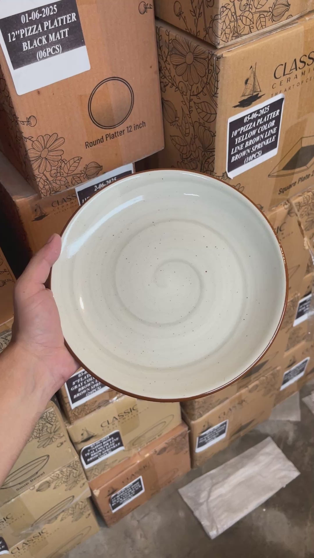 Leftover 8.5 inch Rimless Plate ( Ash with Brown line )