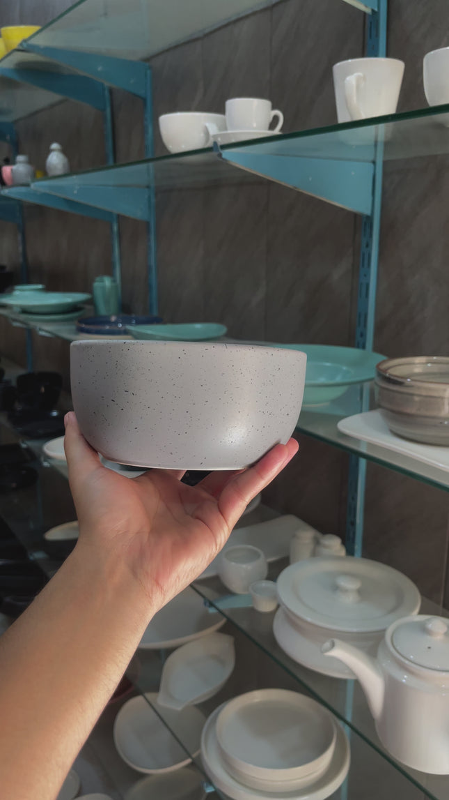 6 inch Noodle Bowl ( Grey Matte with Black Specks )