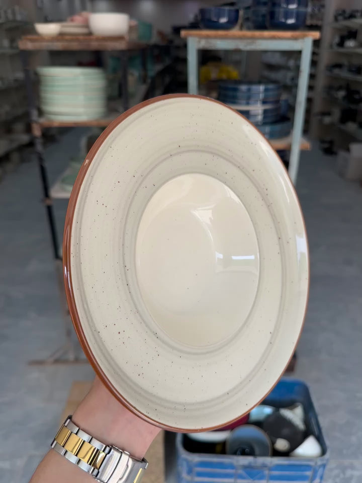 Leftover 9.5 inch Pasta Plate ( Ash Brown Line With Brown Specks )