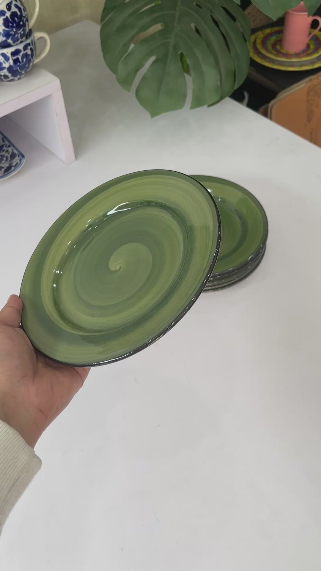 Leftover 8 inch Flat Plate (  Dark Green ) ( Set of 6 ) ( Super Discounted )