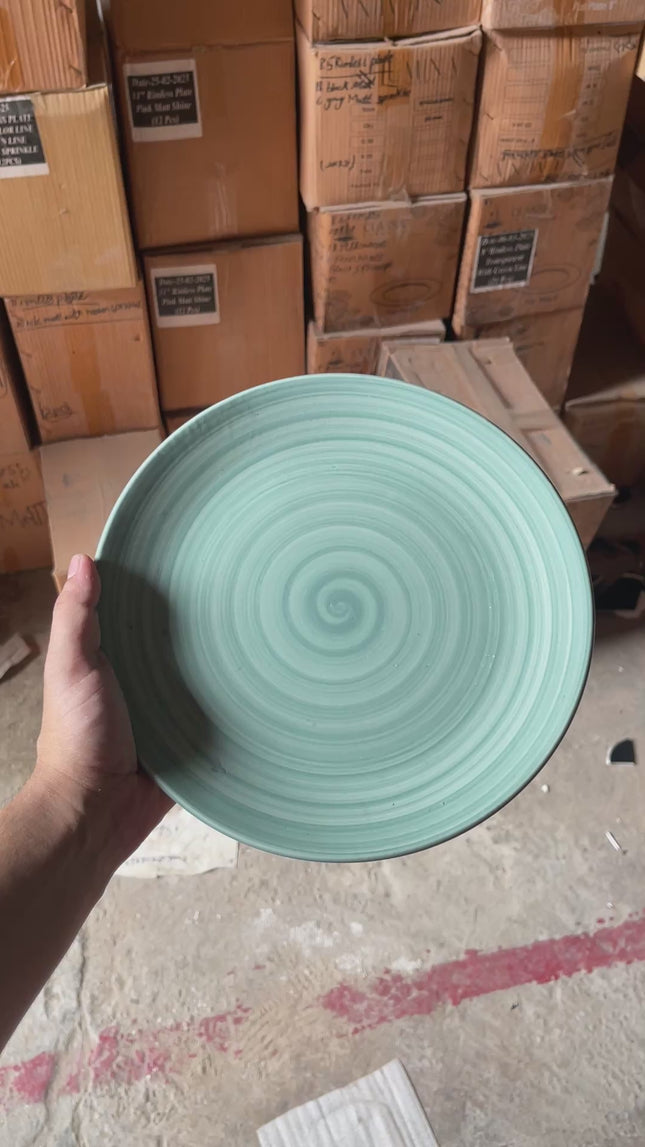 Leftover 10 inch Rimless Plate ( Teal Colorline )
