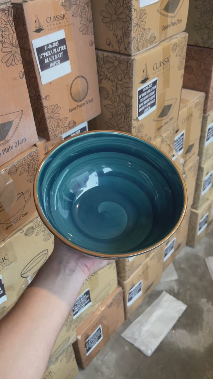 Leftover 8 inch Round Bowl ( Peacock Green Colorline )