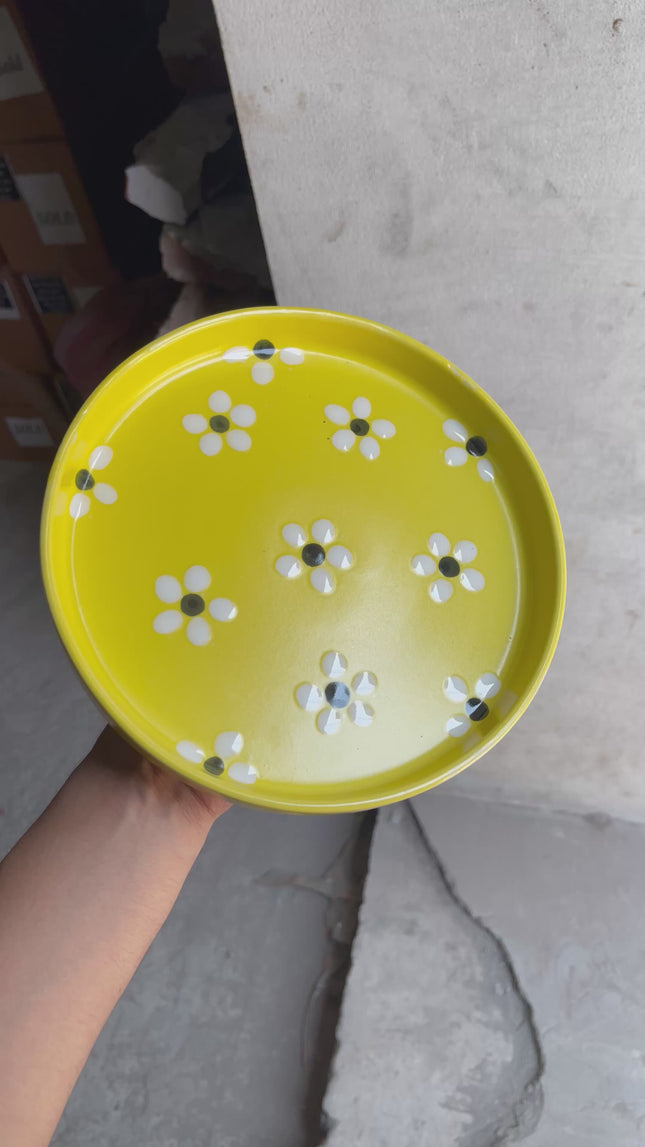 Leftover 8 inch Classic Plate ( Yellow Matte Floral )
