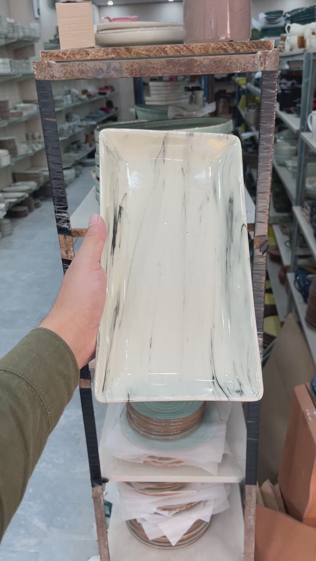 Leftover 11.5"x6" Rectangular Platter ( Black Marble )