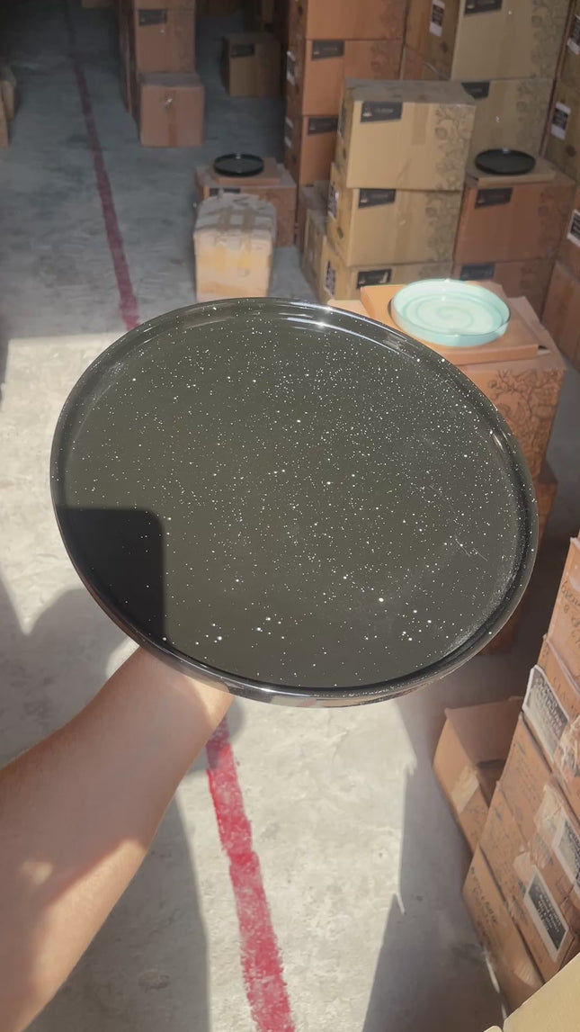 Leftover 12 inch Classic Plate ( Glossy Black with white specks )