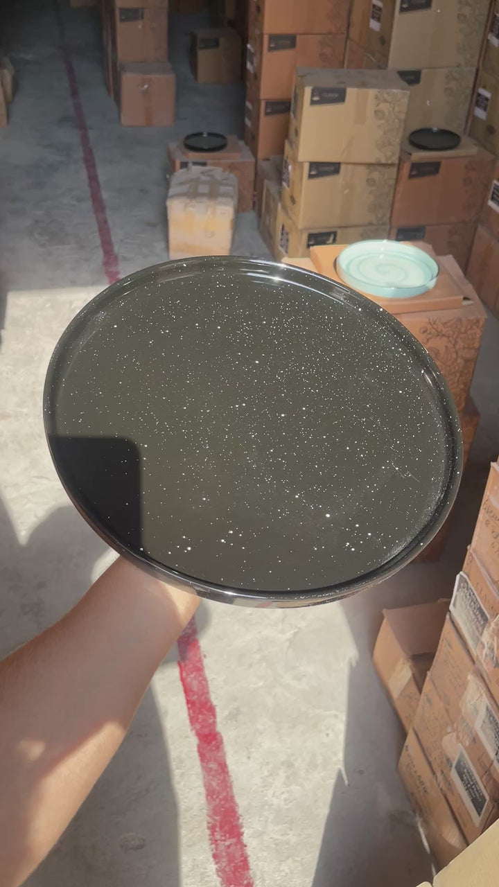Leftover 12 inch Classic Plate ( Glossy Black with white specks )
