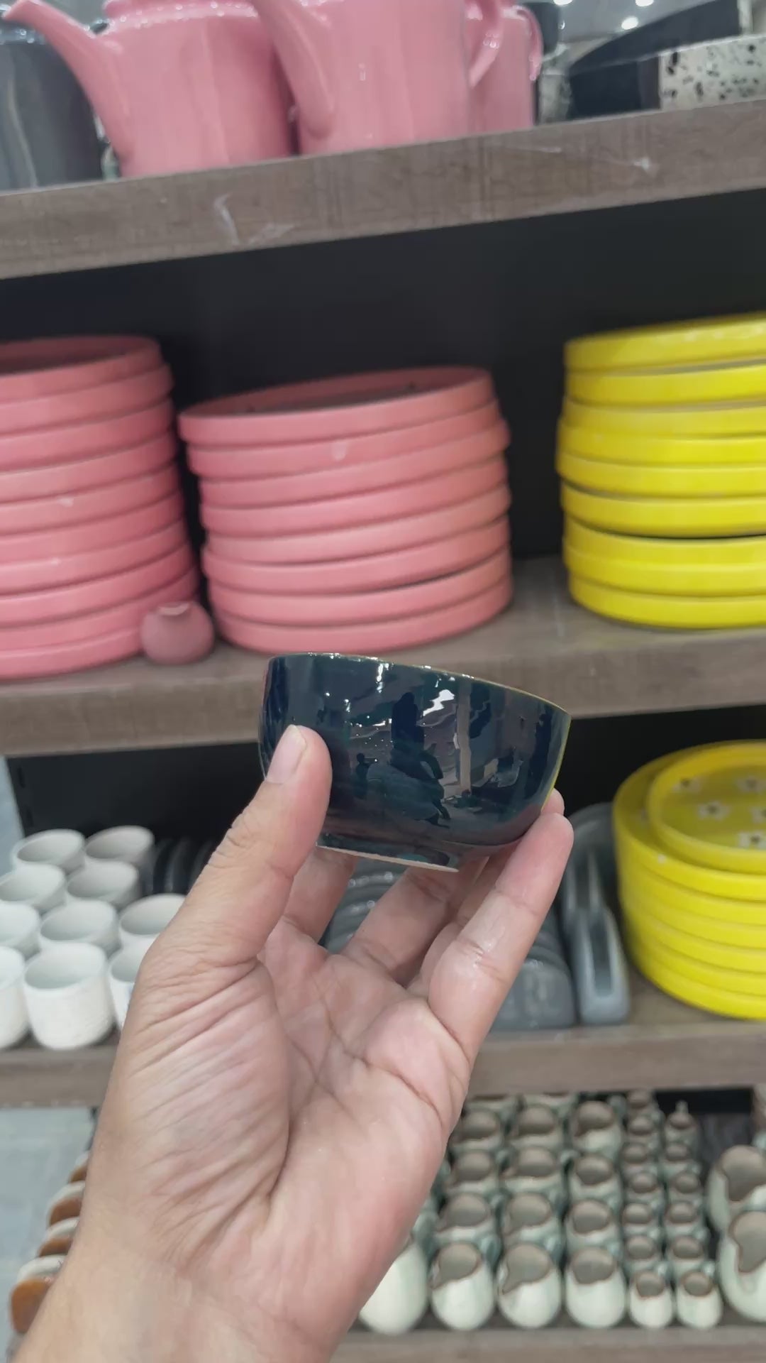 Leftover Round Sauce Ramekin Large 4cm Height x 8cm Width ( Peacock Green Colorline Brown line ) ( Set of 3 )