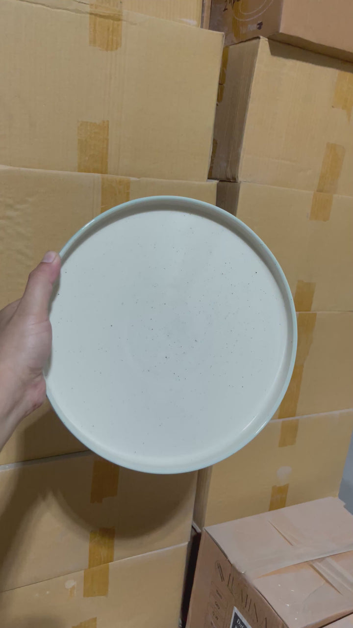 Leftover 10 inch Classic Plate ( Outer Breeze Inner Shiny Off White )