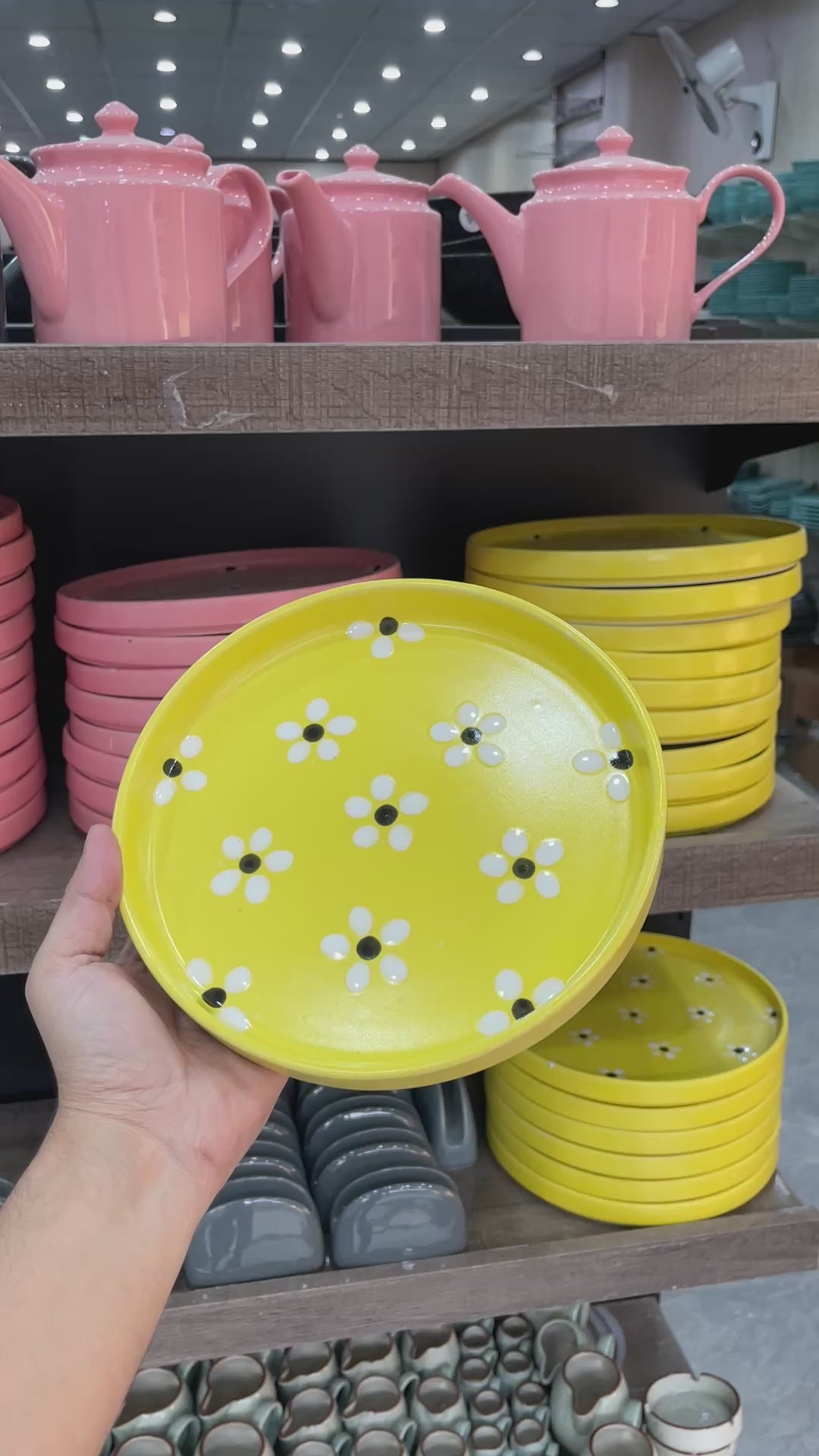 Leftover 8 inch Classic Plate ( Yellow Matte Floral )