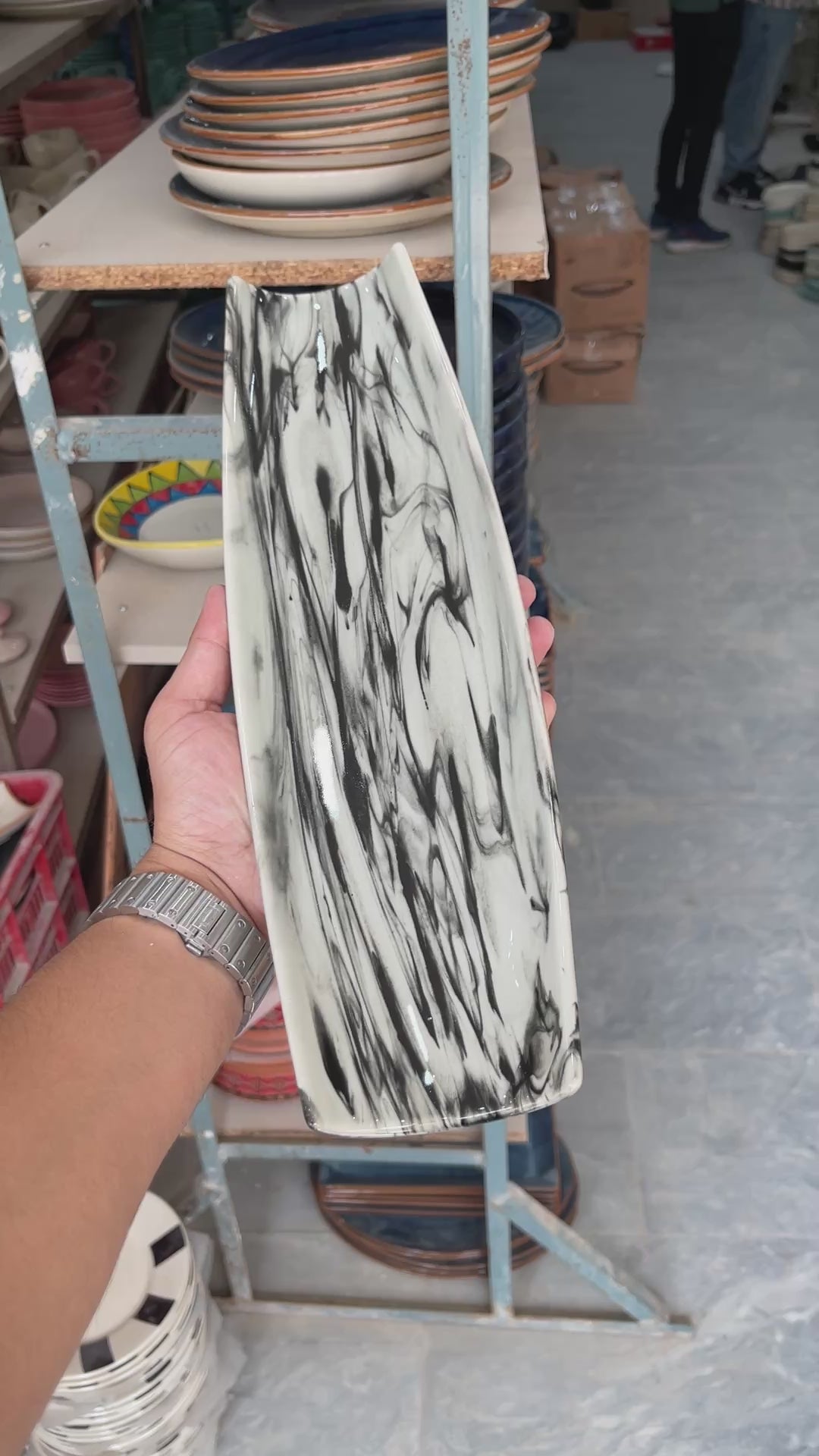 Leftover Curved Sushi Platter ( Black Marble )