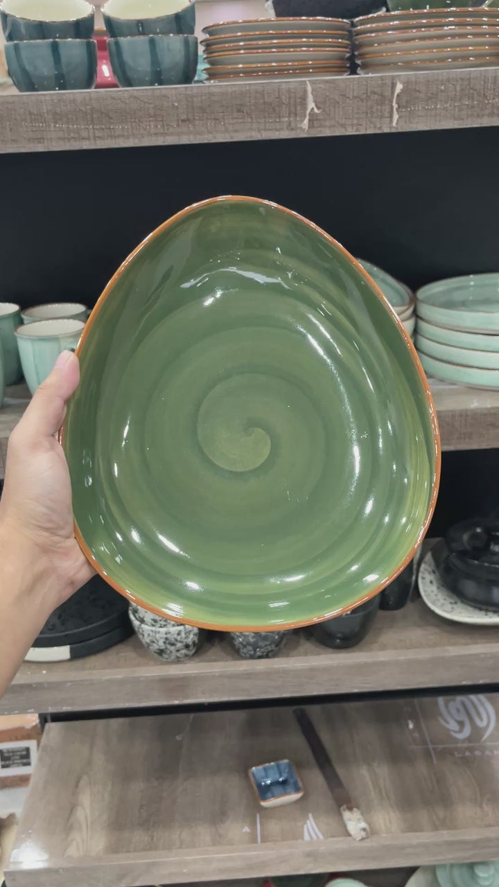 Leftover 11"x9" Triangular Platter ( Dark Green Colorline )